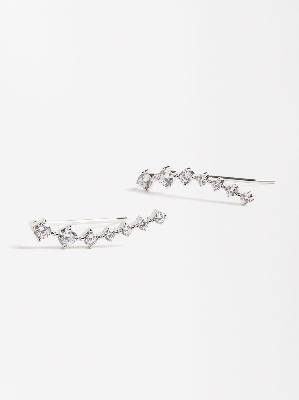 Elongated earrings with zirconias - 925 sterling silver