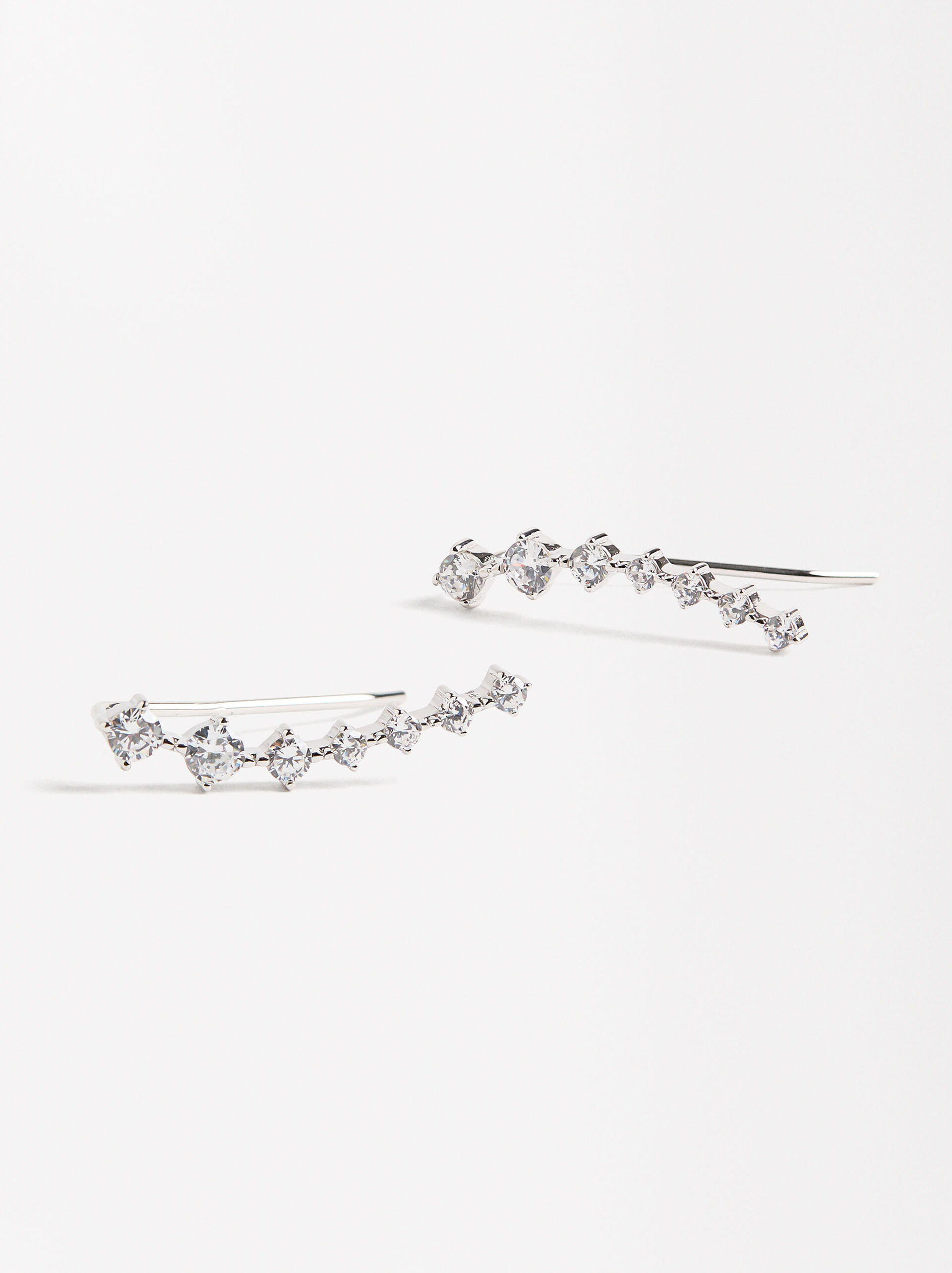 Elongated earrings with zirconias - 925 sterling silver image number 2.0