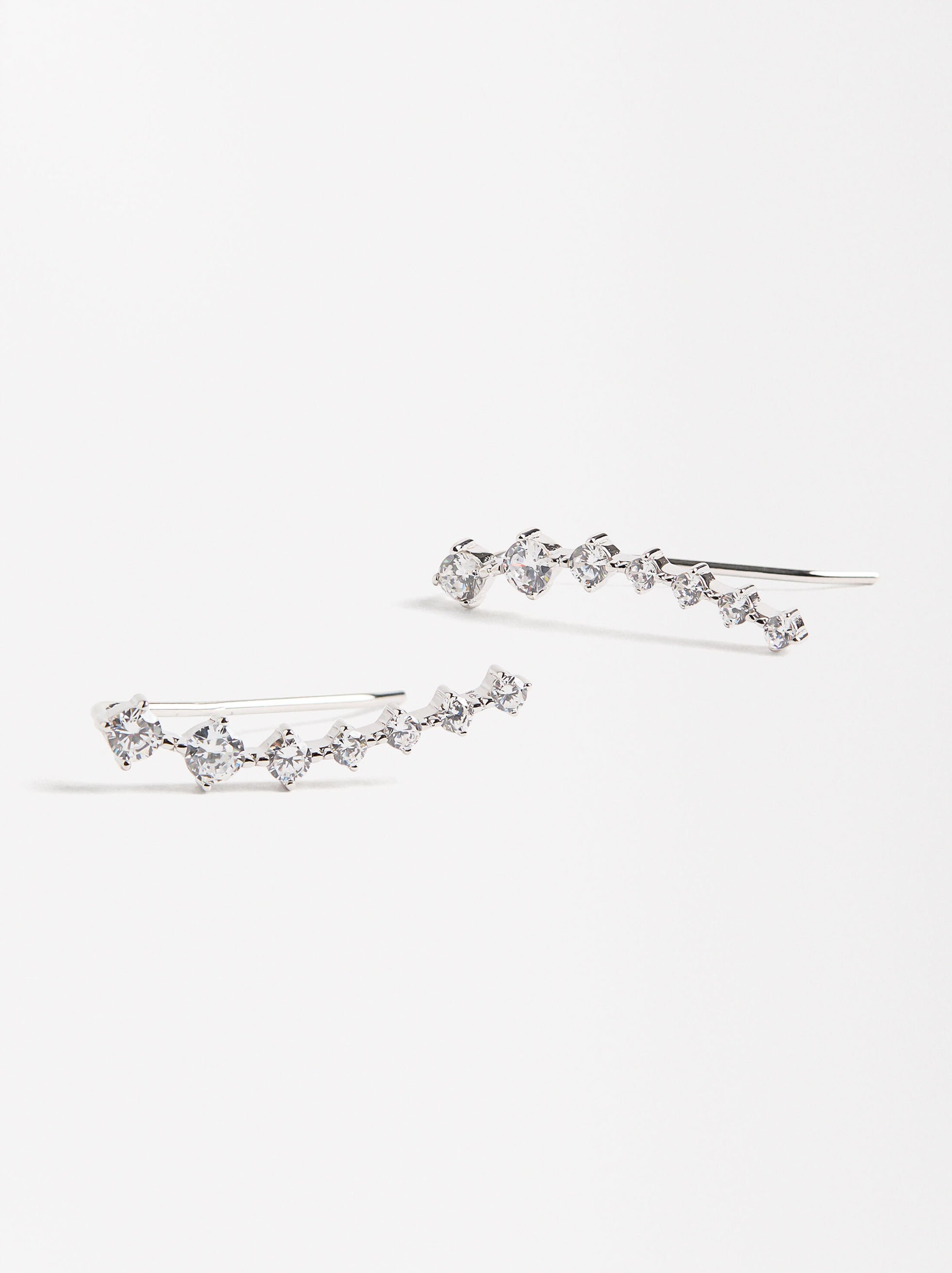 Pendientes alargados con circonias - plata de ley 925 image number 2.0