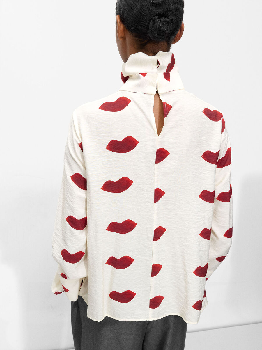 Printed high-neck shirt