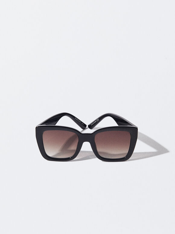 Kwadratowe Okulary Przeciwsłoneczne, Czarny, hi-res