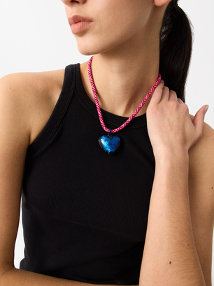 Crystal Heart Necklace, Multicolor, hi-res