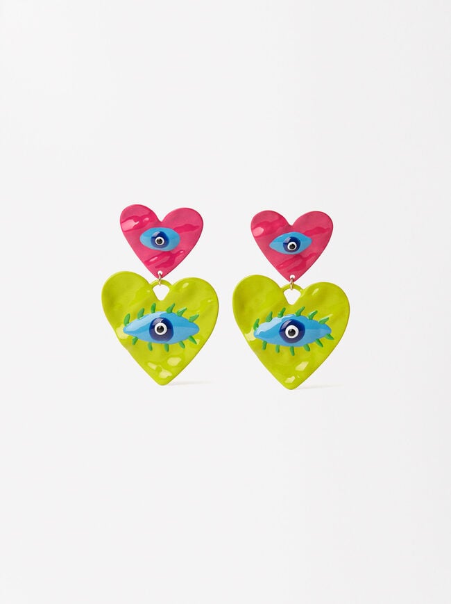 Double Heart Eyes Earrings image number 1.0
