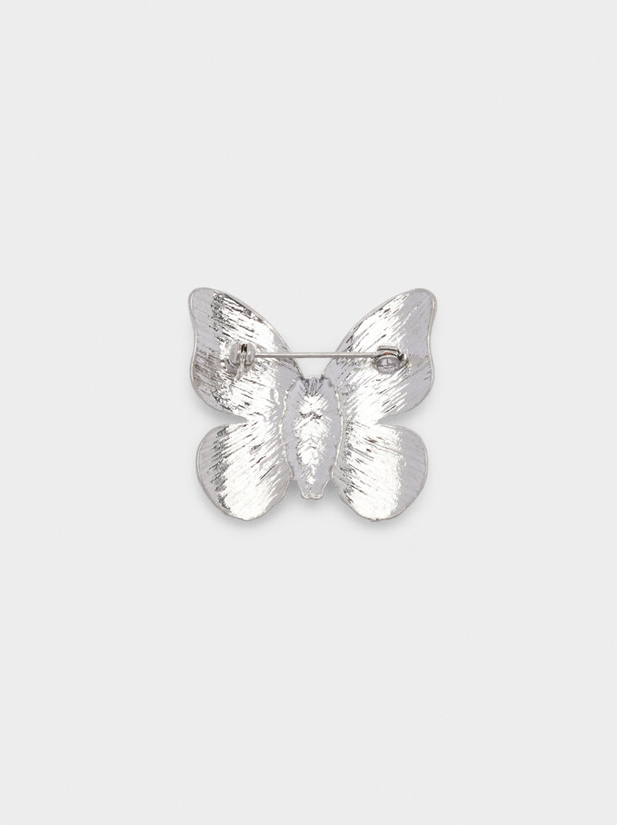 Butterfly Brooch, Silver, hi-res