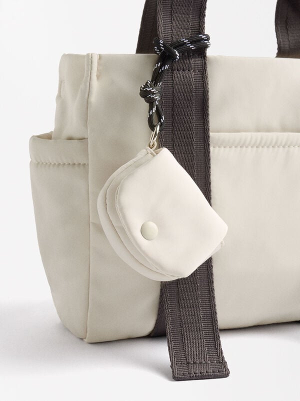 Nylon tote bag with pendant