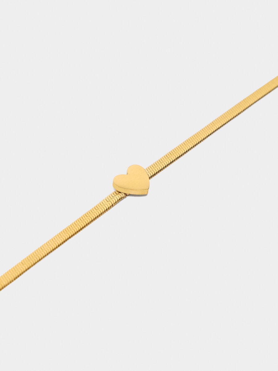 Snake chain heart bracelet - stainless steel