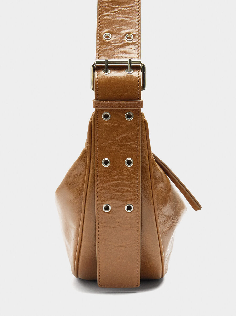 Leather hobo bag with studs