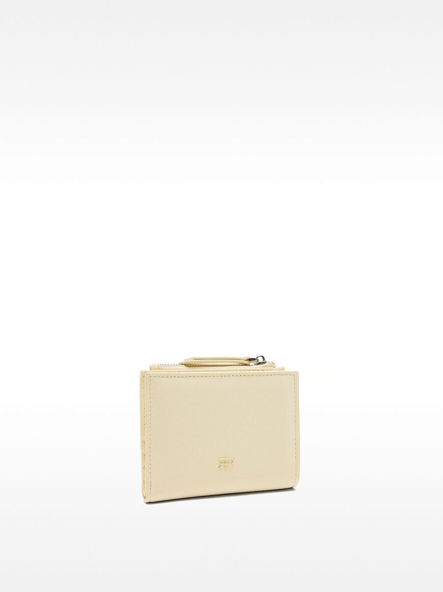 Velvety texture wallet with floral charm