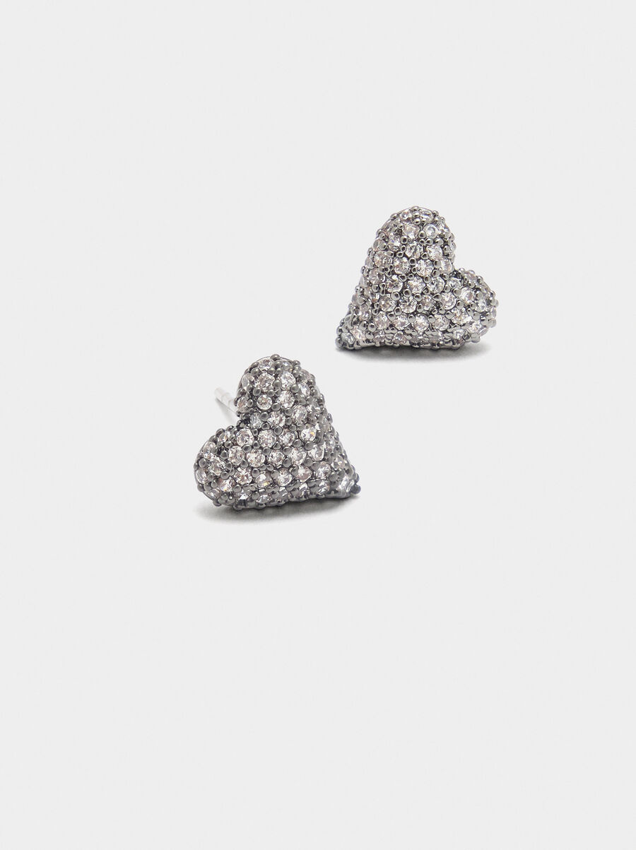 Heart earrings with zirconia