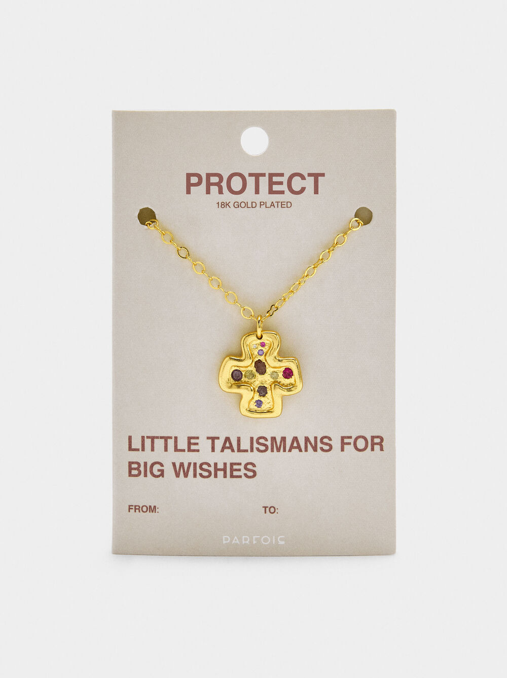 Necklace pendant cross with stones - 18k gold swim