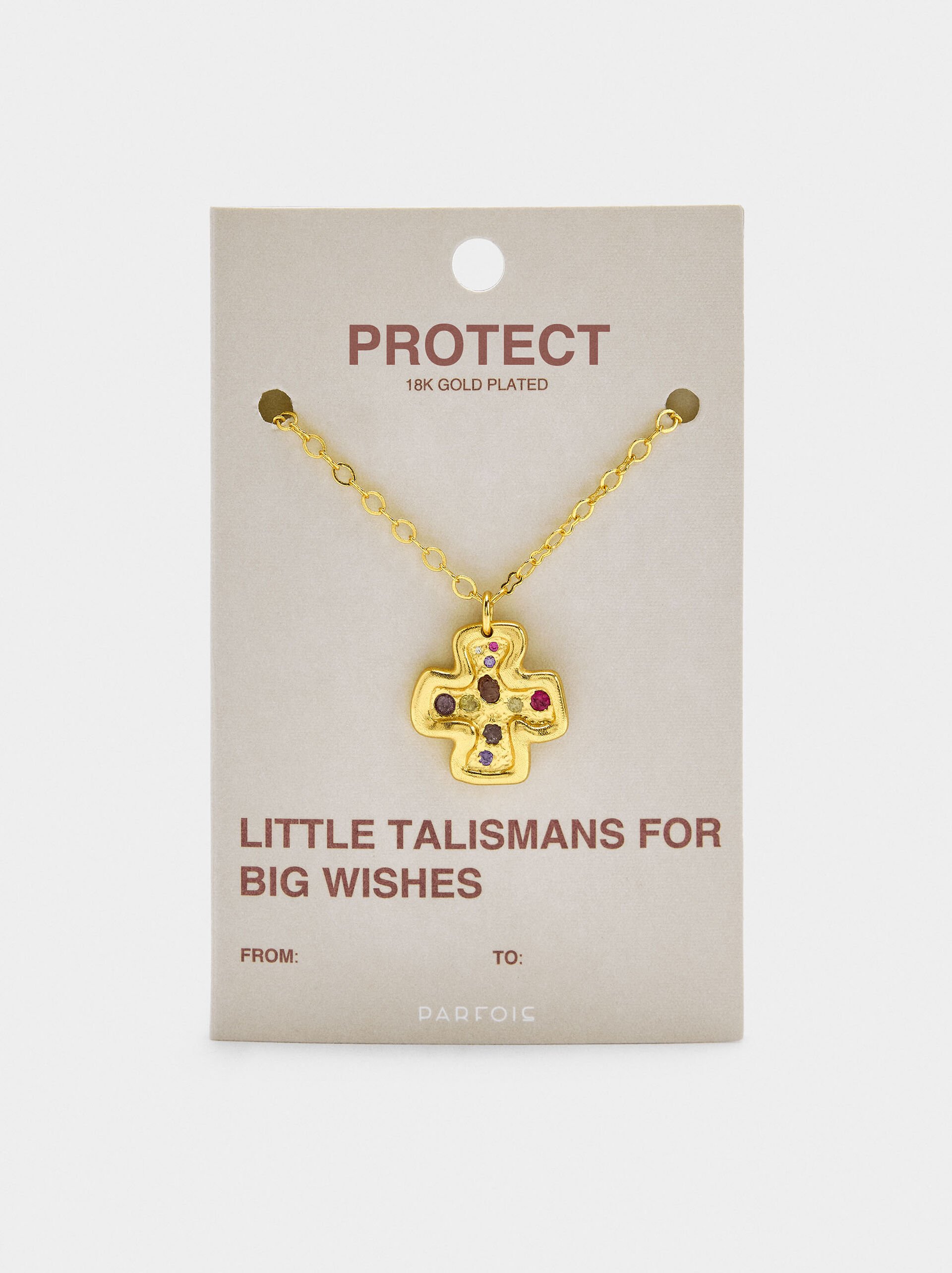 Necklace pendant cross with stones - 18k gold swim image number 4.0