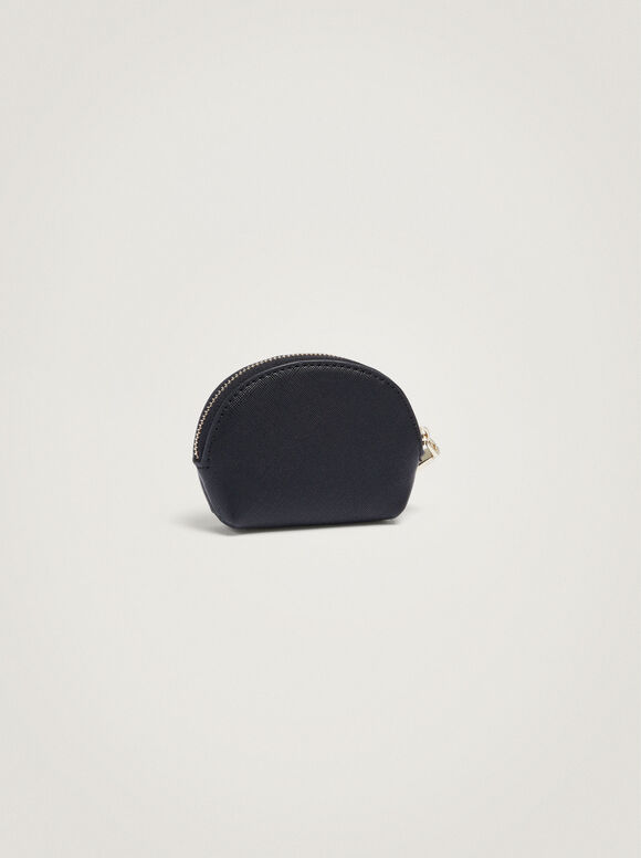 Plain Coin Purse With Zip Fastening, Black, hi-res