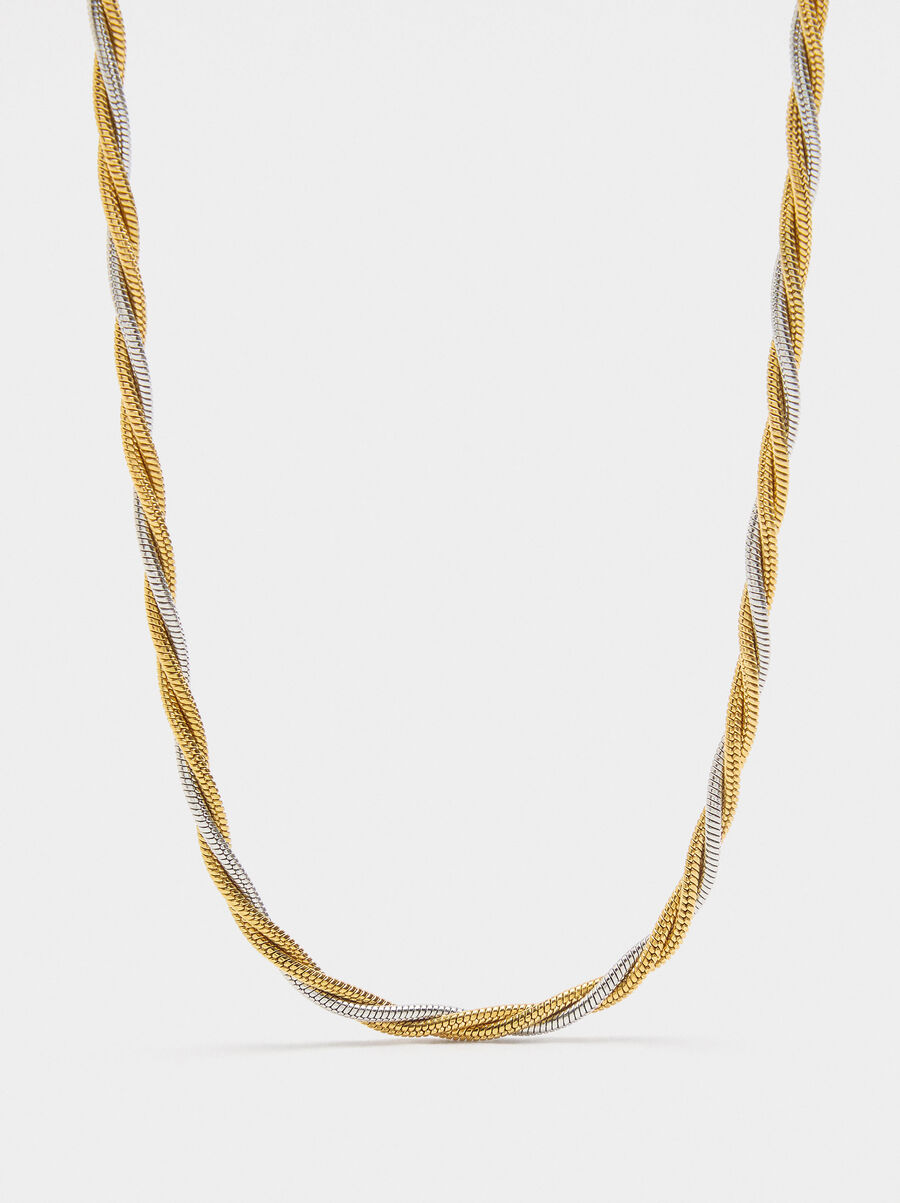 Bicolor intertwined necklace with stainless steel