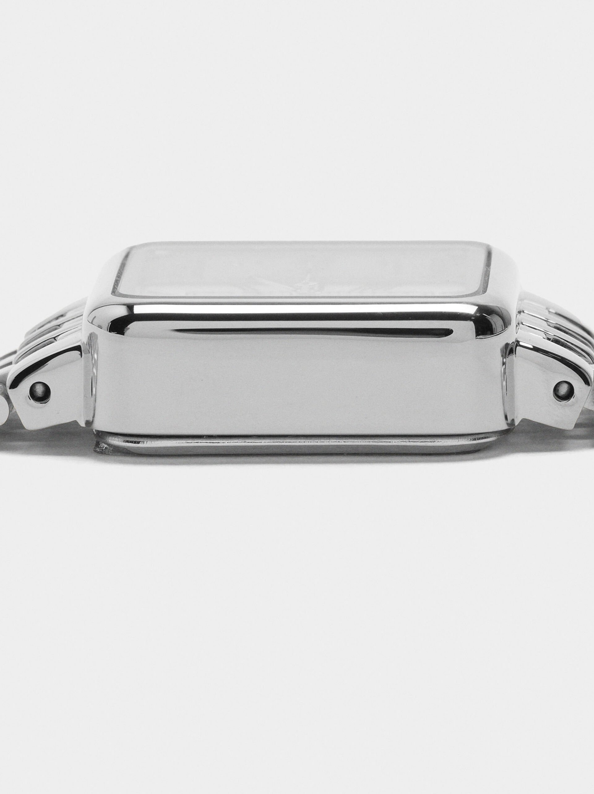 Reloj rectangular pulsera de acero inoxidable image number 5.0