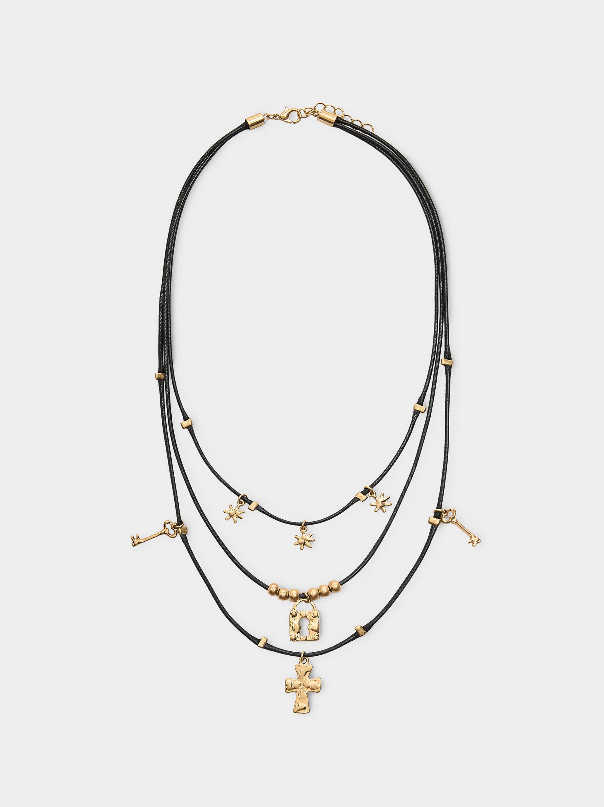 Triple necklace with pendants and charms image number 0.0