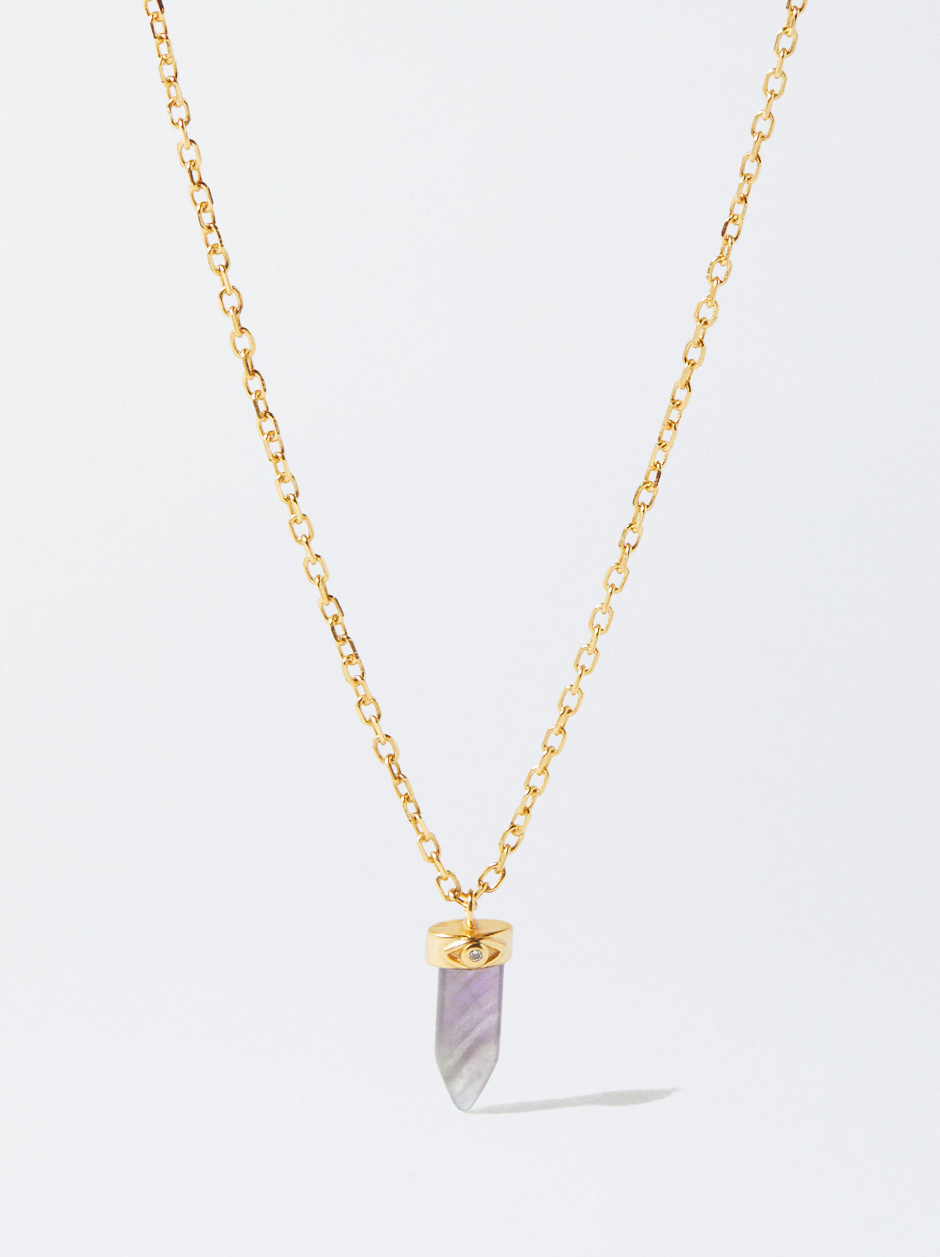 925 Silver Necklace With Stone - Amethyst image number 0.0