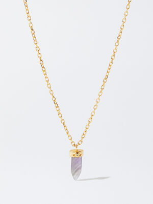 925 Silver Necklace With Stone - Amethyst