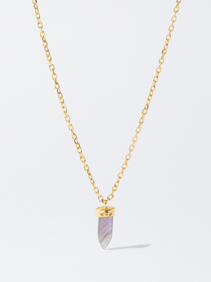925 Silver Necklace With Stone - Amethyst, Purple, hi-res