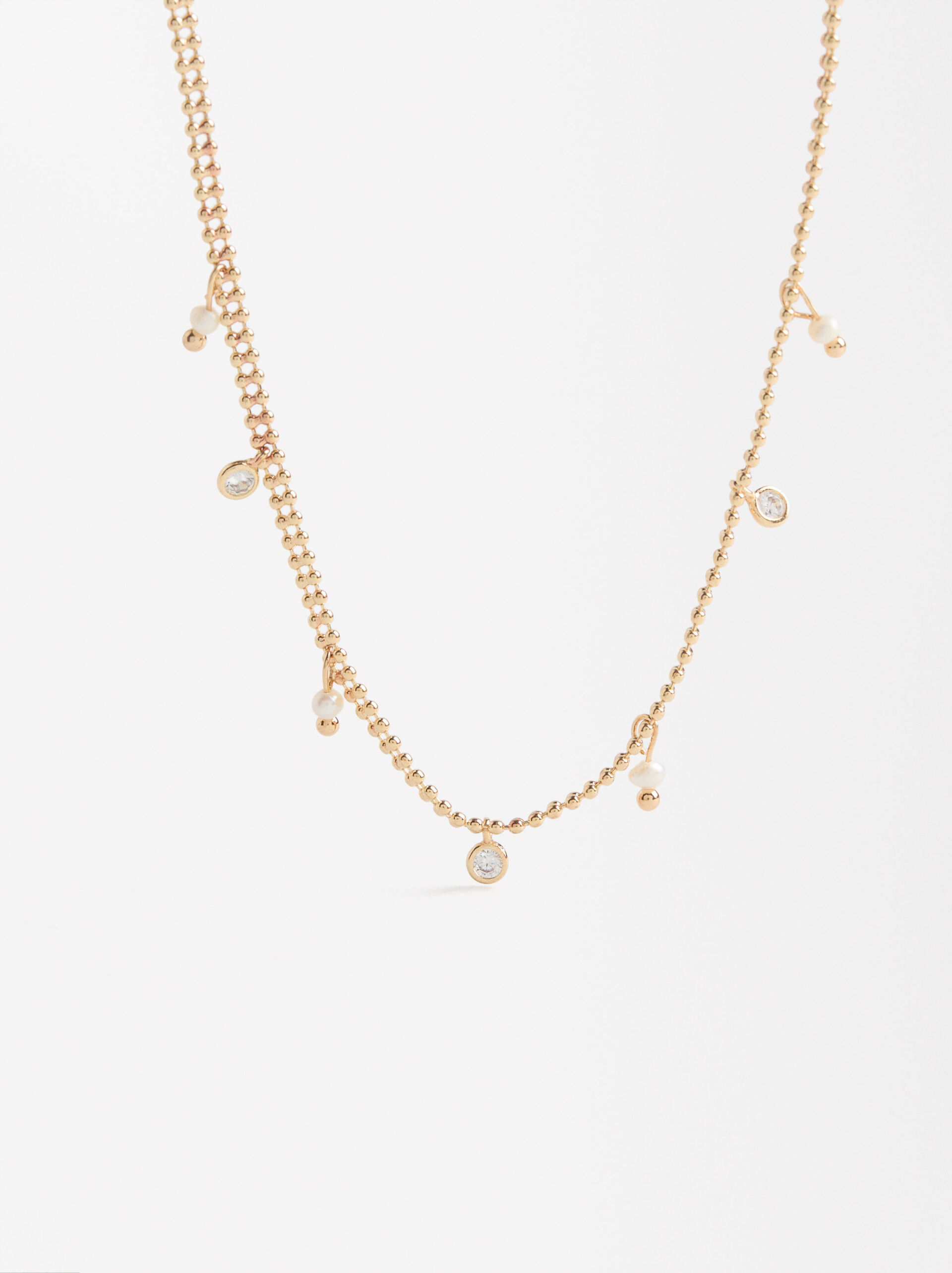 Collar corto con perlas y circonitas image number 1.0