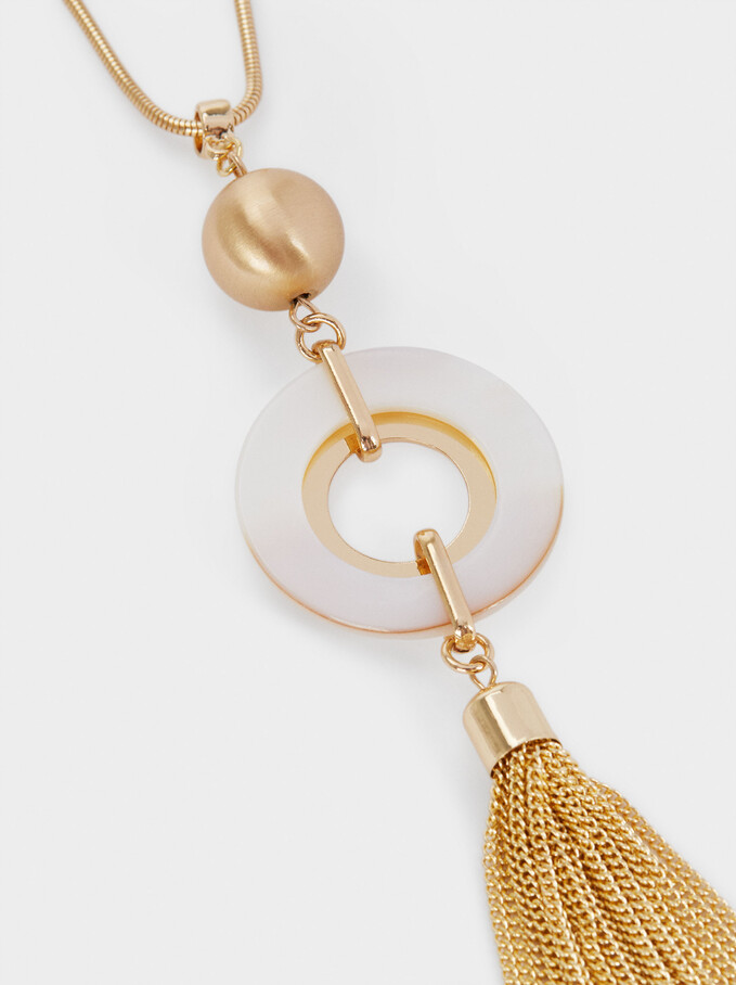 Long Gold Necklace With Pendant, Golden, hi-res