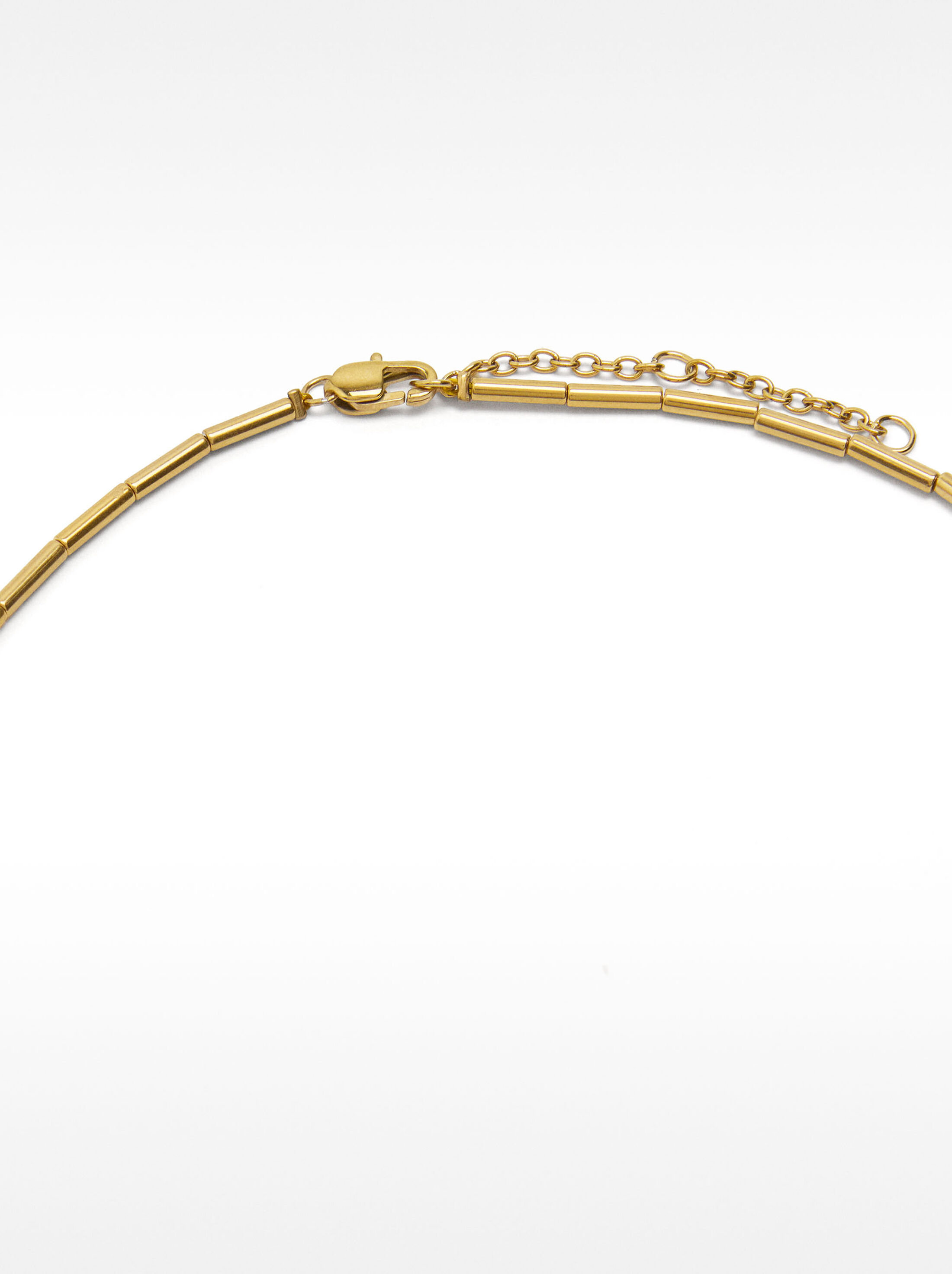 Segmented freshwater pearl necklace - stainless steel image number 2.0