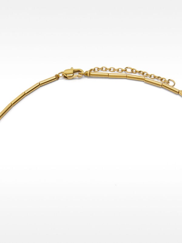 Segmented freshwater pearl necklace - stainless steel