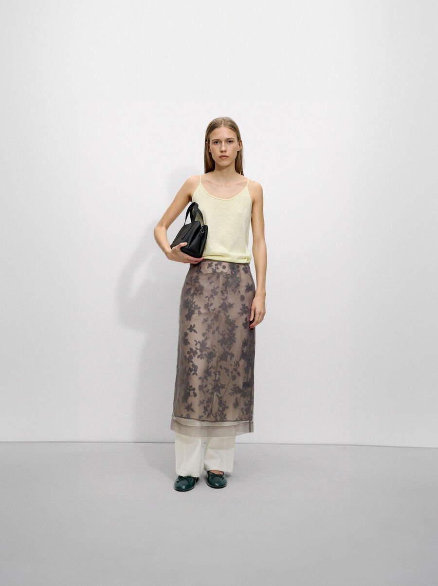 Printed semi-transparent skirt