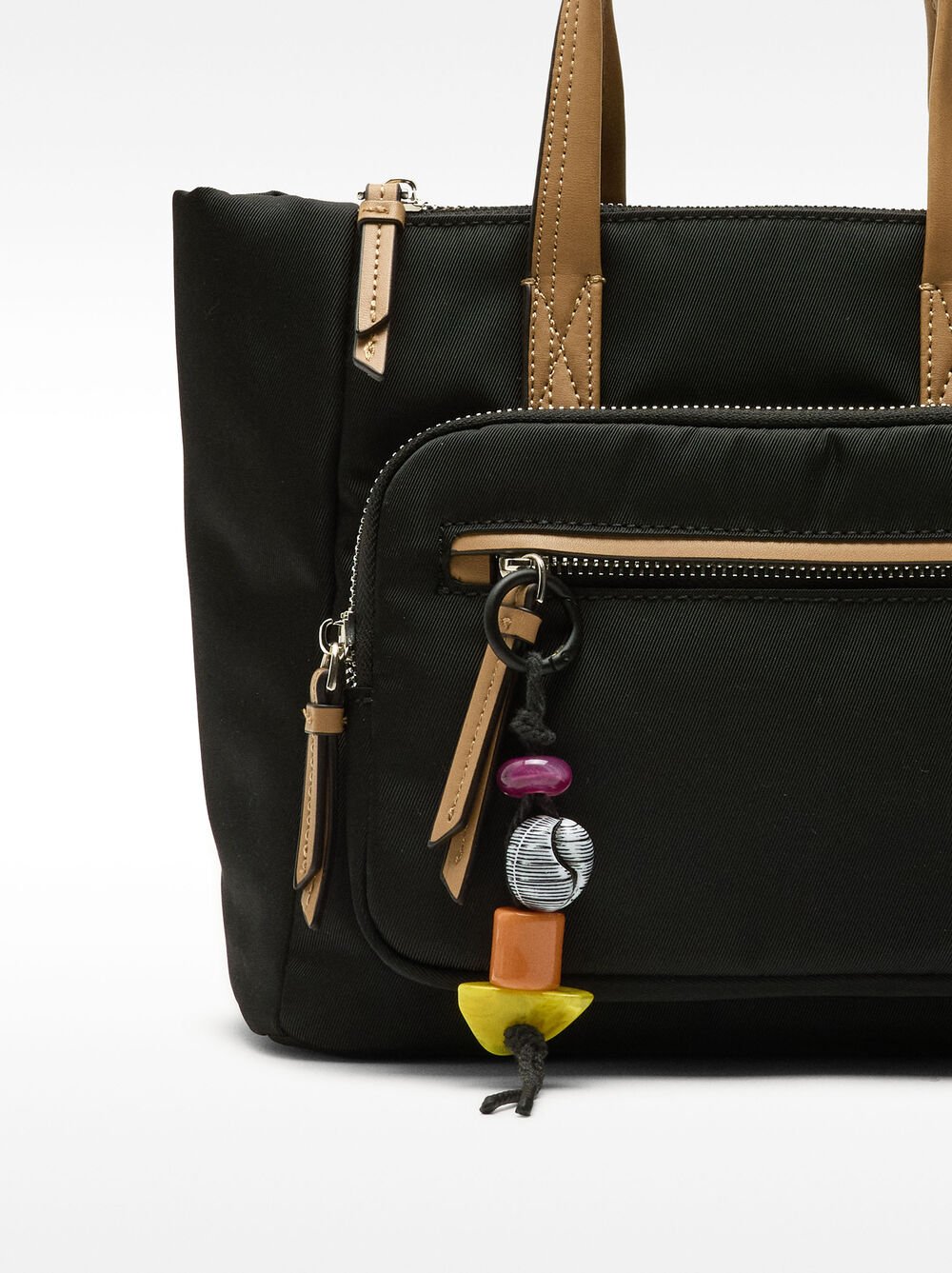 Nylon tote bag with pendant