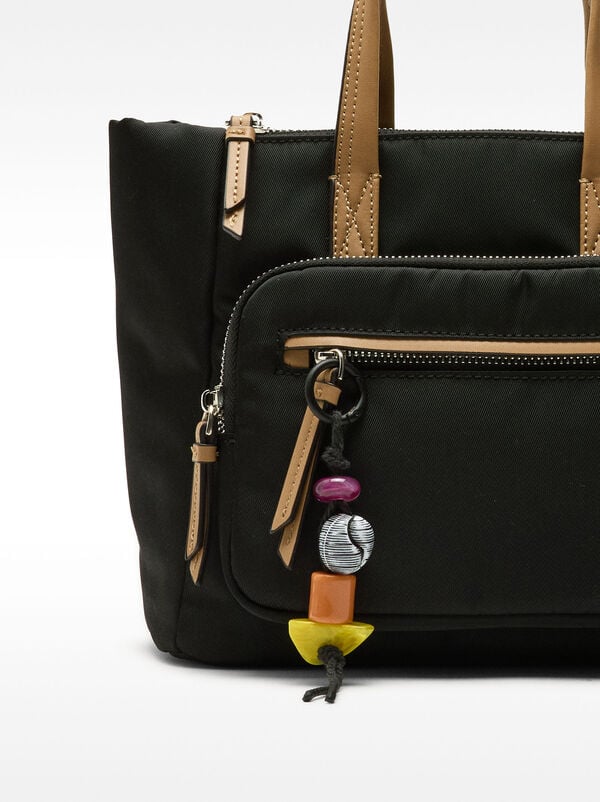 Nylon tote bag with pendant