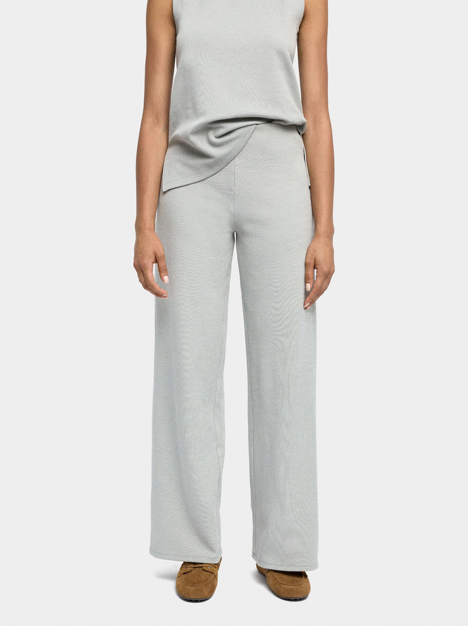 Textured pants with elastic waistband image number 1.0