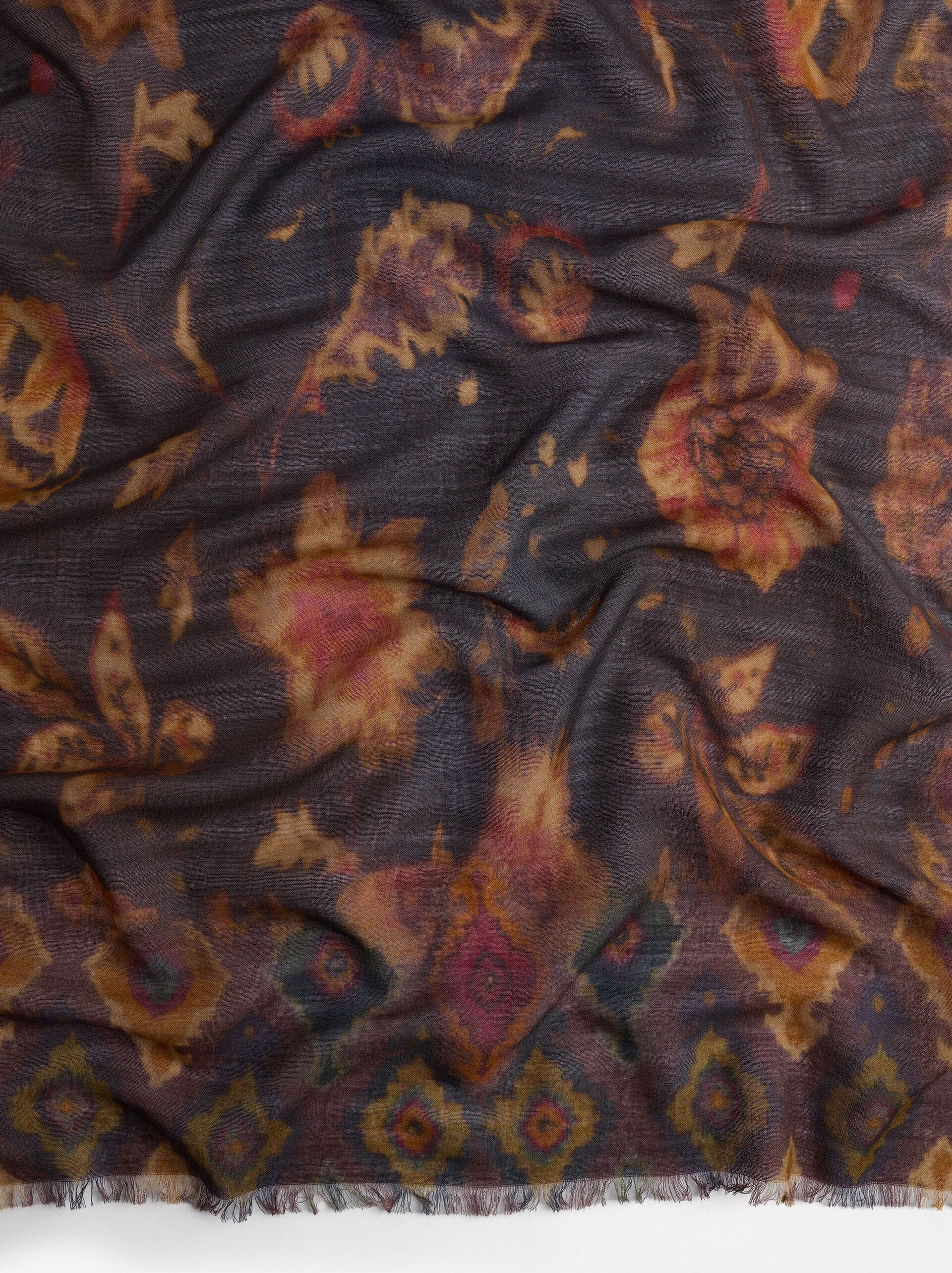 Printed scarf with wool image number 1.0