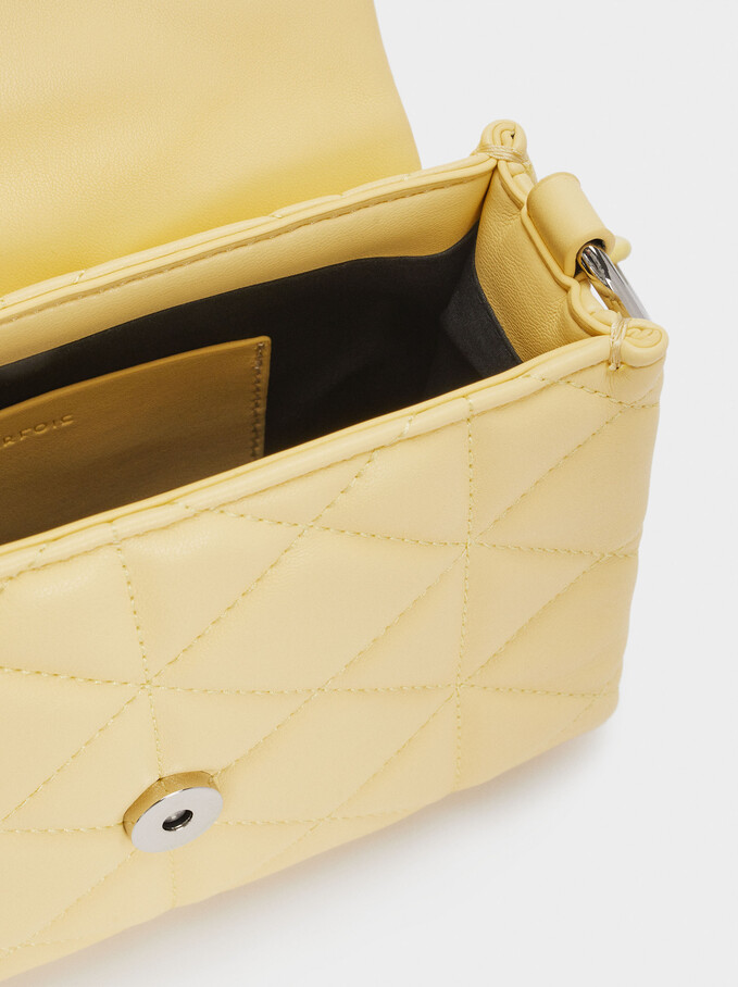 Quilted Crossbody Bag, Yellow, hi-res