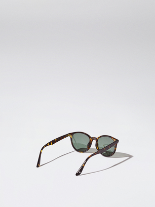 Runde Sonnenbrille In Schildpattoptik, Braun, hi-res