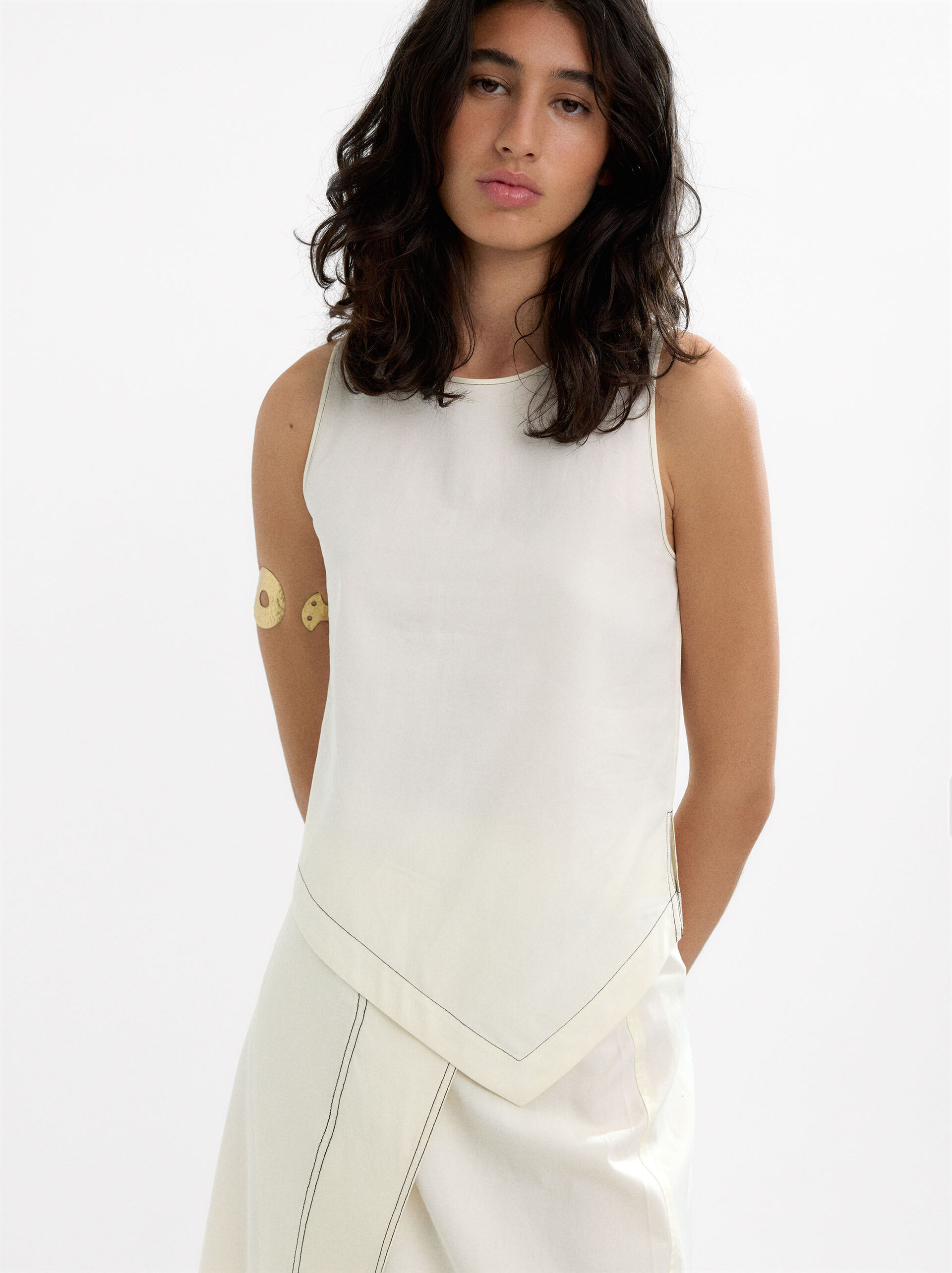Asymmetrical cotton blend top image number 1.0