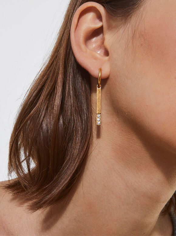Ohrringe Aus Vergoldetem Stahl Mit Zirkonias, Golden, hi-res