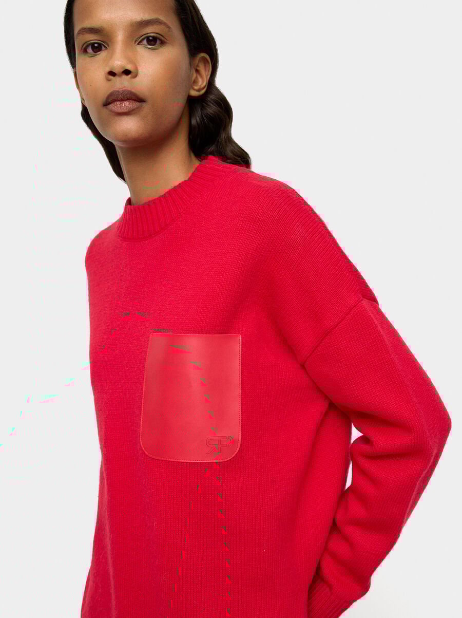 Jersey de punto con bolsillo efecto piel