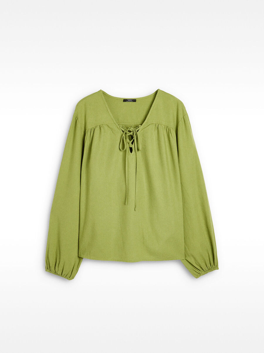 Blouse with linen long sleeve