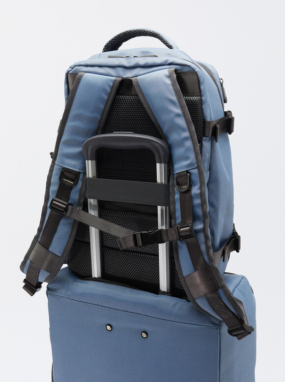 Nylon Suitcase, Blue, hi-res