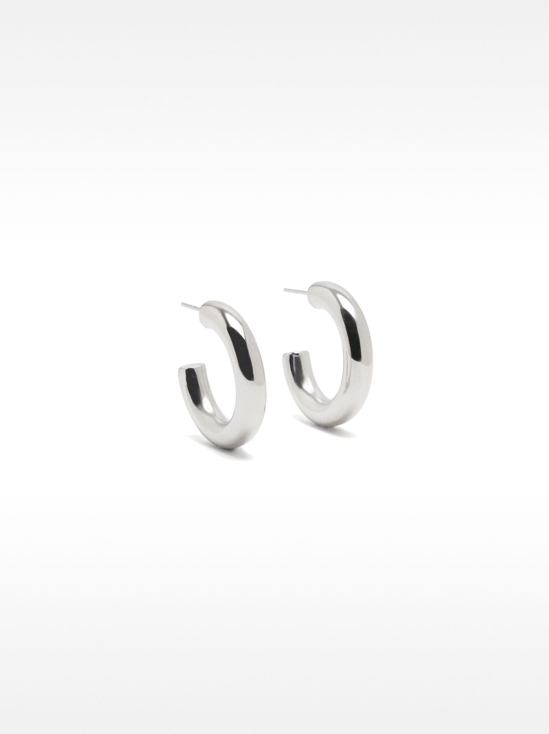 Open tubular hoop earrings - stainless steel image number 0.0