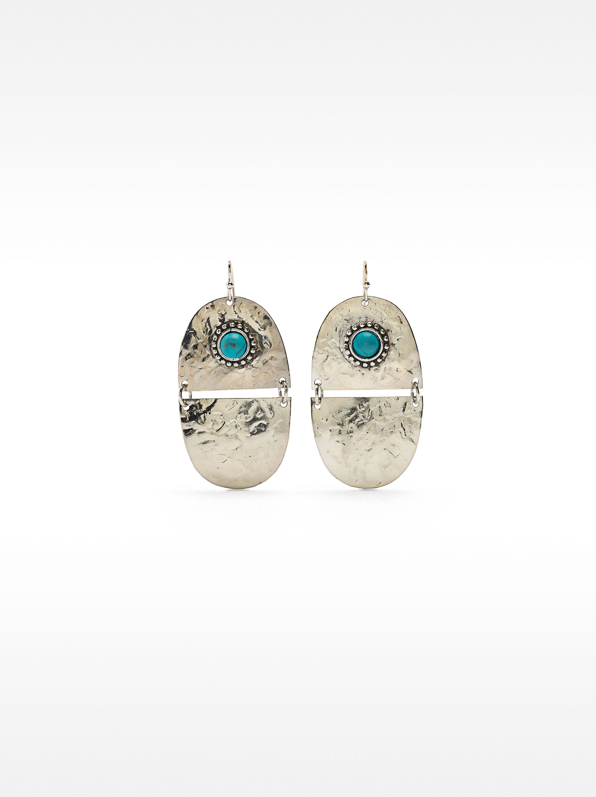 Oval long earrings with stone image number 0.0