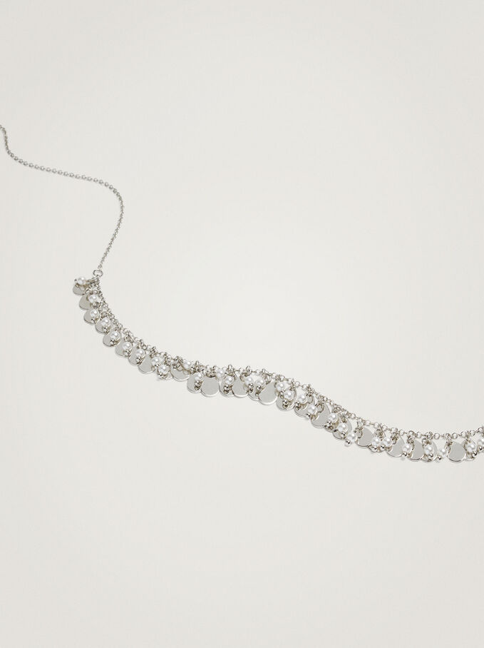 Silver Necklace With Pearls, Silver, hi-res
