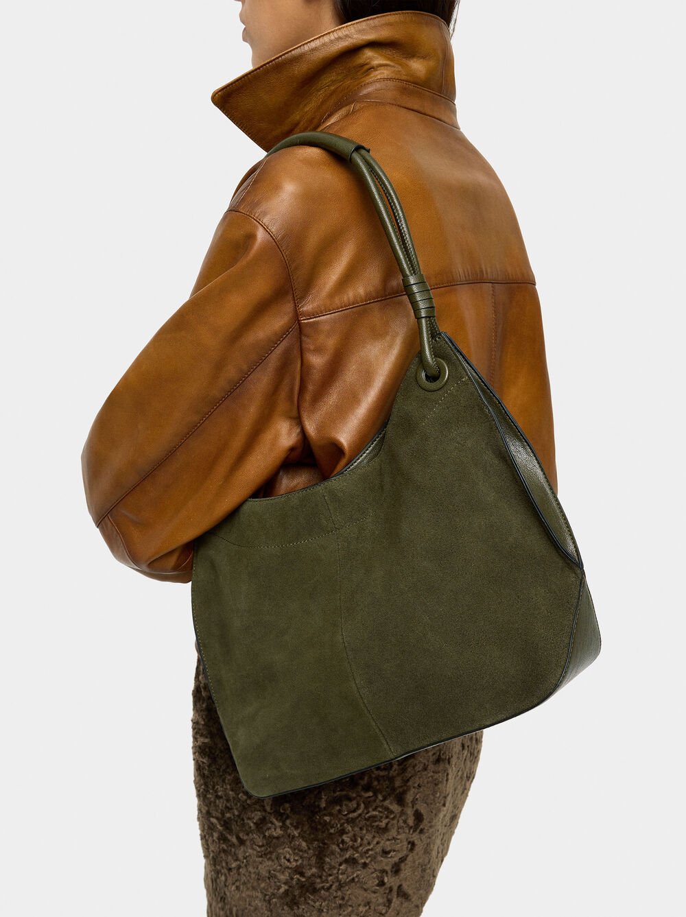 Shoulder bag with leather details