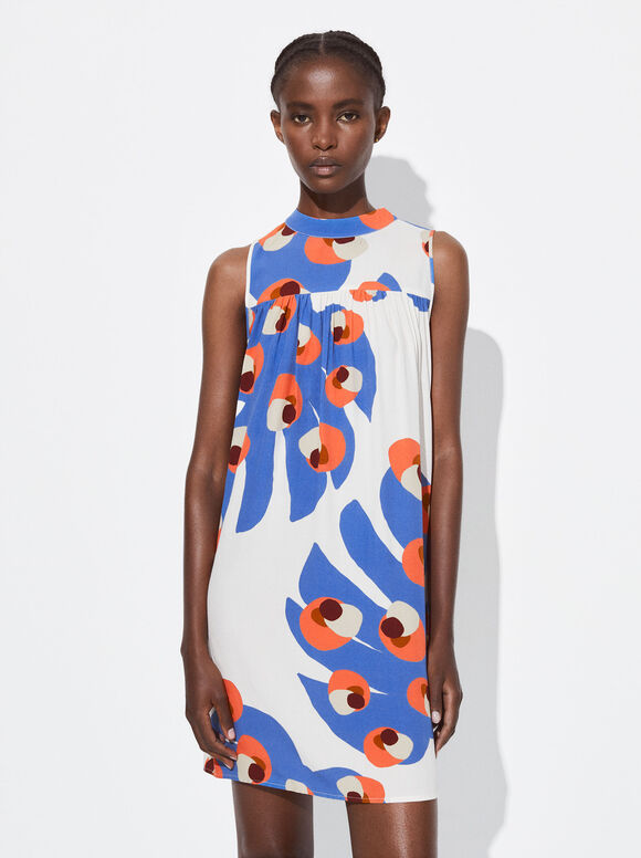 Online Exclusive - Short Dress With Ruffled Hem, Multicolor, hi-res