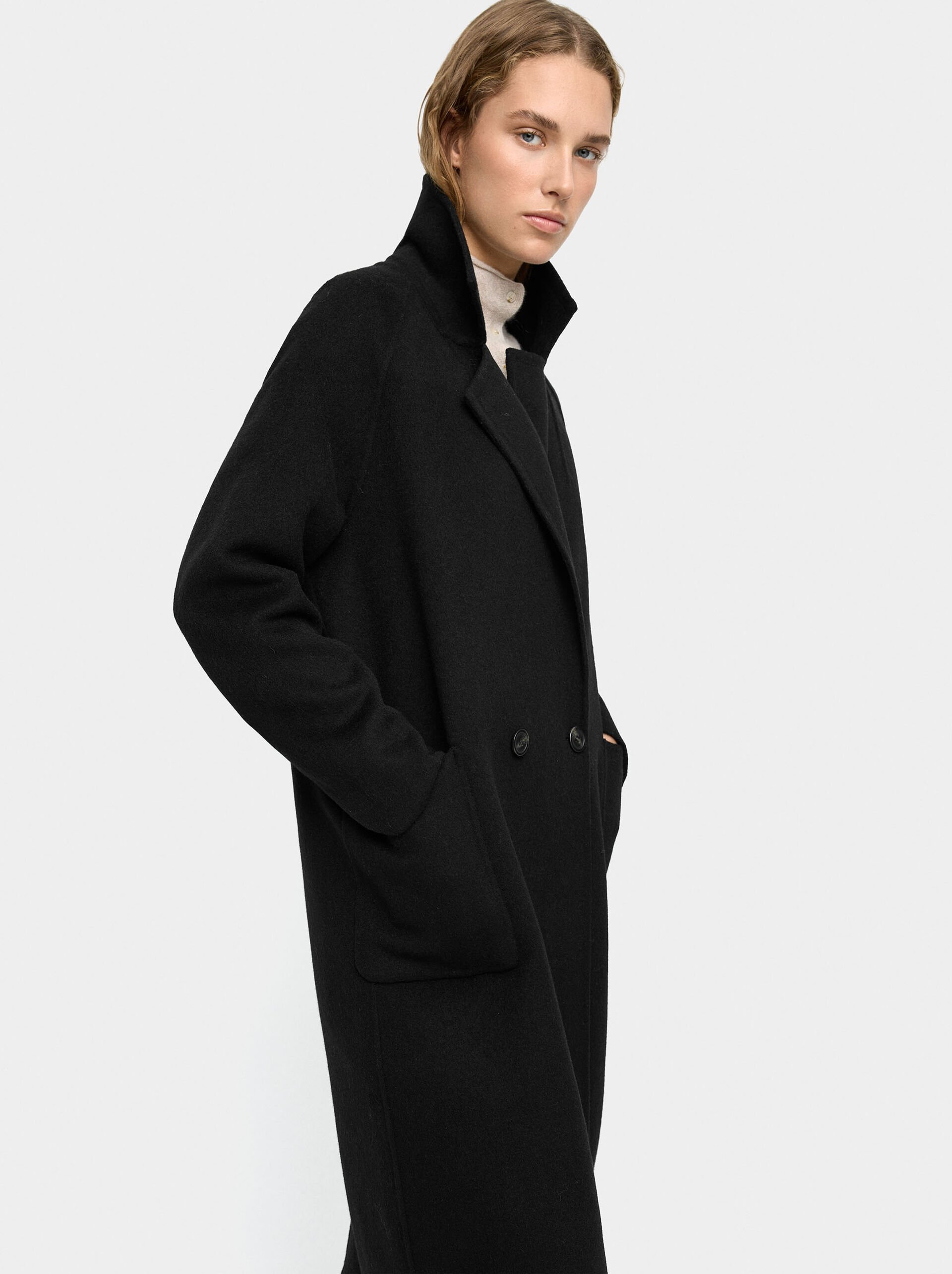 Long coat with wool blend image number 1.0