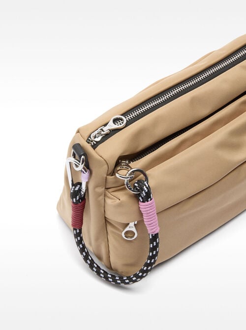 Borsa a tracolla in nylon con tasca esterna