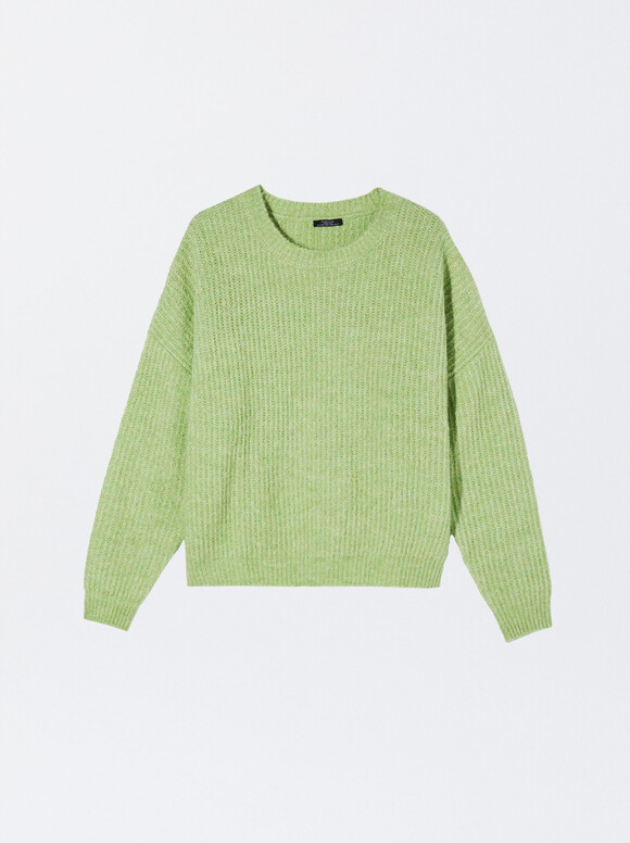 Camisola De Malha Com Lã, Verde, hi-res