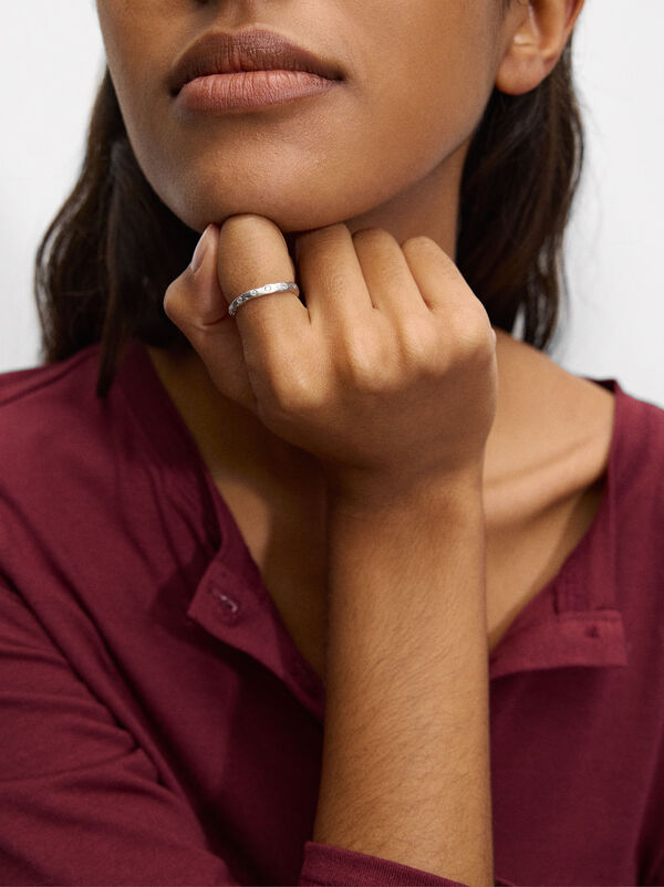 Irregular ring with crystals - 925 sterling silver