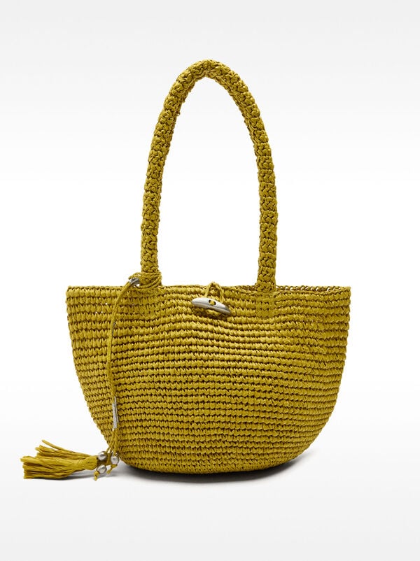 Straw-effect shoulder bag 