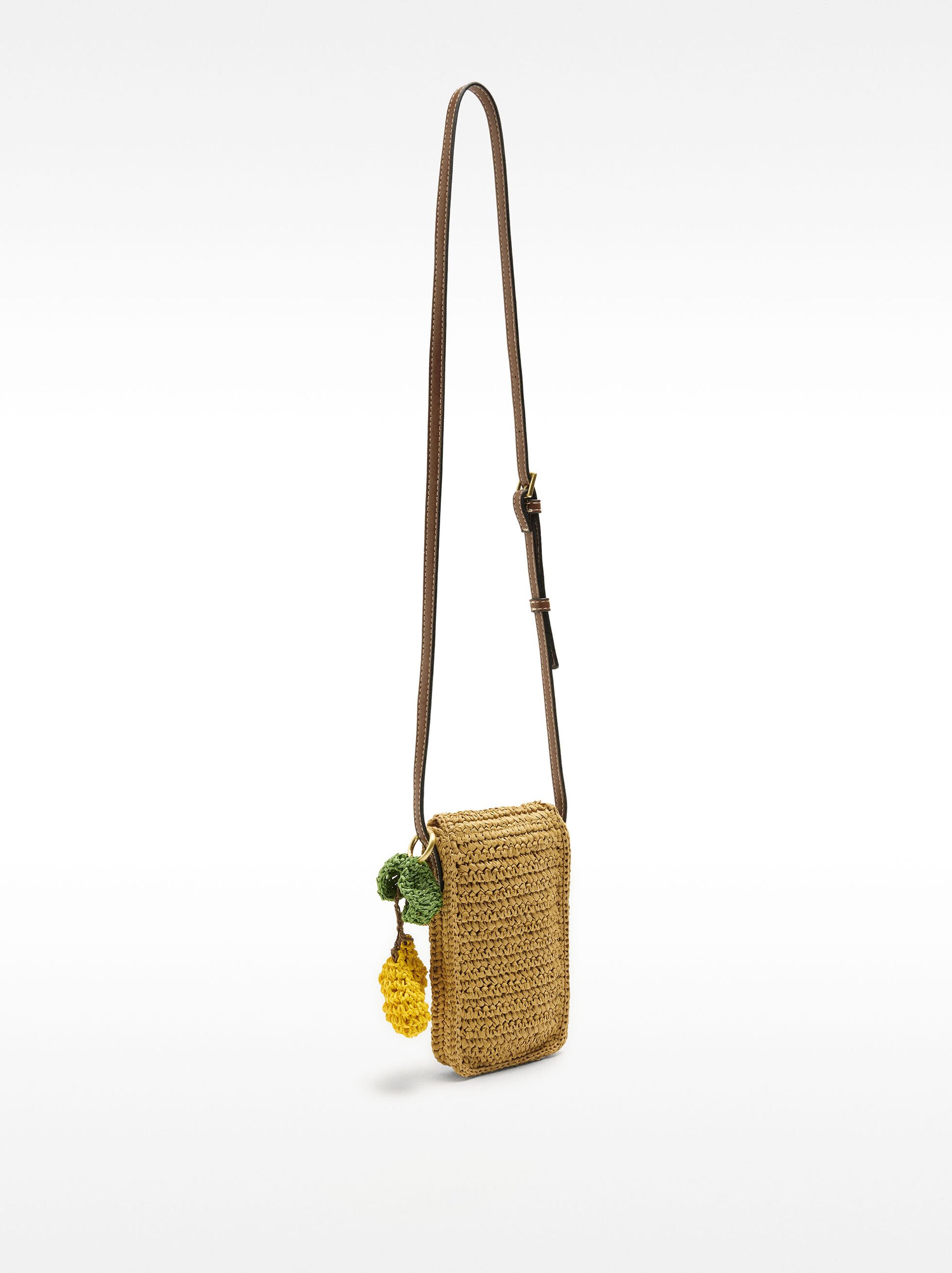 Straw effect phone bag image number 3.0