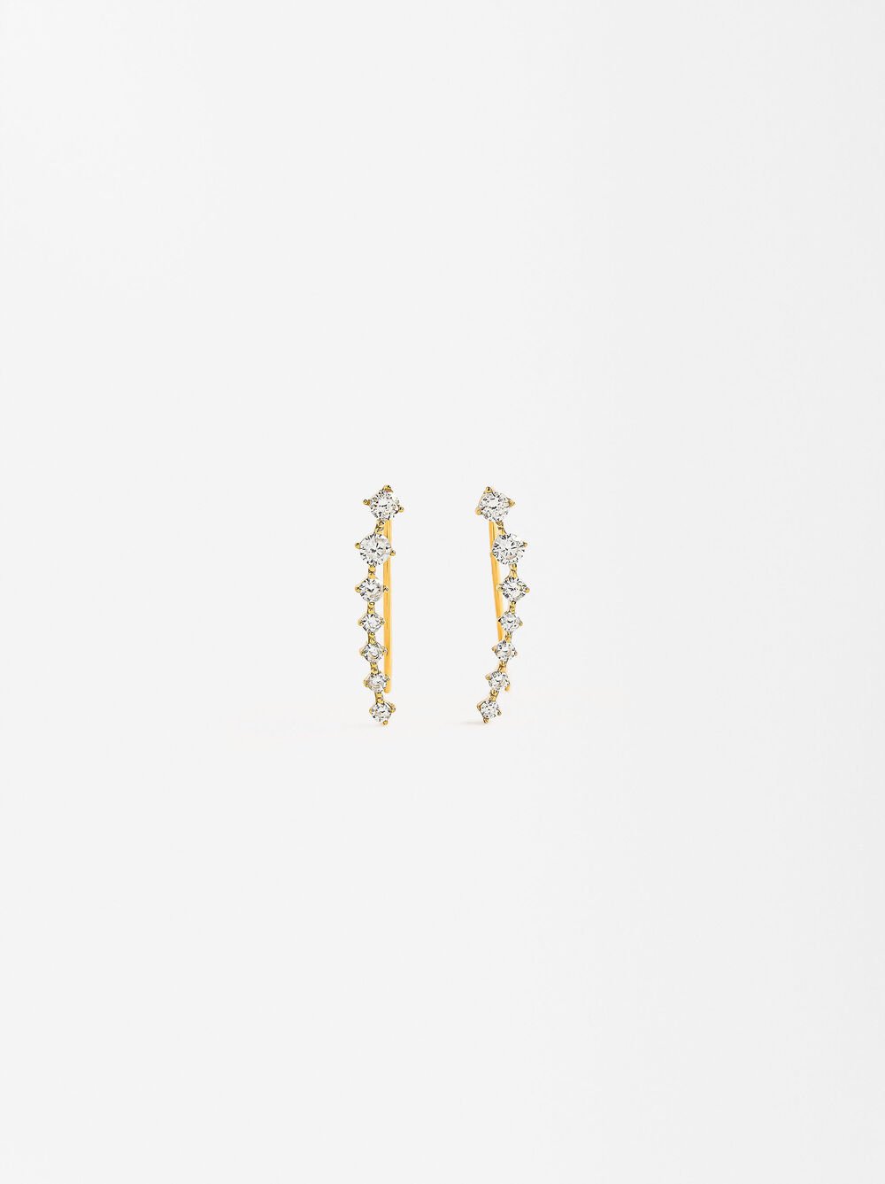 Elongated earrings with zirconias - 925 sterling silver